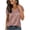 Pink, variant on CYMMPU Women's Summer Solid Color Satin Button V Neck Top, Casual Short Sleeve Lightweight Elegant Blouse for Women Navy XXL