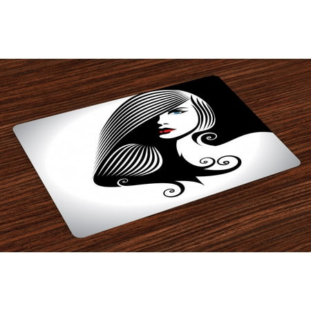 

Ambesonne Contemporary Place Mats Set of 4 Abstract Glamor Woman Standard Size Multicolor