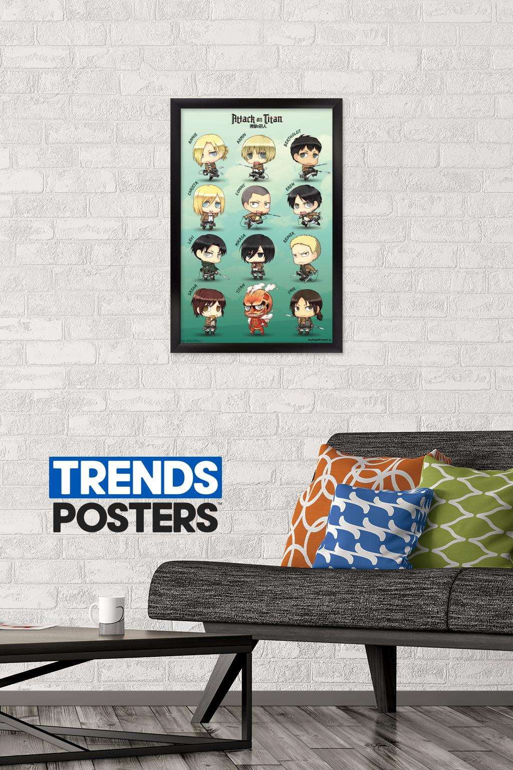 Attack on Titan - Chibi Characters Wall Poster, 14.725" x 22.375", Framed