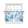 thumbnail image 7 of Blue Coastal Turtle Sheer Curtains 54 Inch Length 2 Panels Set, Beach Seaside Coral Jellyfish Voile Window Treatment Rod Pocket Short Kitchen Curtains Drapes for Bedroom 52"x54"x2, 7 of 7