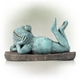 thumbnail image 4 of Alpine Corporation Frog Laying Down on a Leaf Statue, 9 Inch Tall, 4 of 12