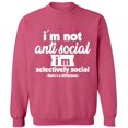 thumbnail image 2 of OXI Crewneck Sweatshirt - I Am Not Anti Selectively Social, Basic Casual Sweatshirts for Men's and Women Fleece Sweatshirt Long Sleeve - Safety Pink Medium, 2 of 2