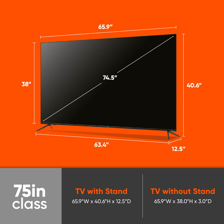TCL 4-Series Roku Smart TV (75”) Dimensions & Drawings