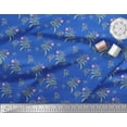 thumbnail image 2 of Soimoi Blue Cotton Duck Fabric Leaves & Flower Geometric Print Sewing Fabric BTY 42 Inch Wide, 2 of 3