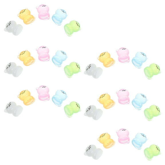 WORGEOUS 30 Pcs Luminous Cat Statues Glow-in-the-dark Mini Resin Cat 2.60X2.60X2.10CM