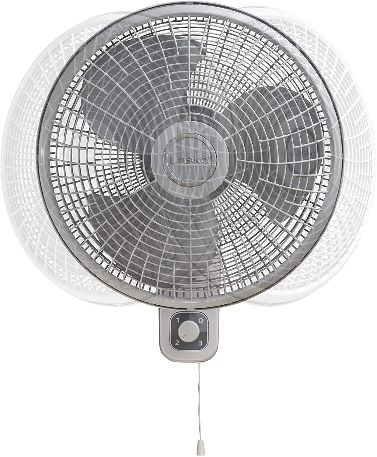 Lasko 16" Oscillating Wall Mount Fan with 3 Quiet Whisper Speeds and