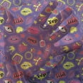 thumbnail image 3 of Emoticon Tulle Curtains with Rod Pocket, Nineties Comic Book Style for Women with Cosmetics Stars Lips Hearts on Purple, Sheer Drape for Wedding Party 2 Panels, 7 Sizes, Multicolor, by Ambesonne, 3 of 3