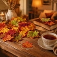 thumbnail image 4 of geerera 100-Piece Artificial Fall Maple Leaves, Mixed Color Fake Autumn Leaves for DIY Crafts, Halloween & Thanksgiving Decor, 3" Faux Foliage for Table Scatter, 4 of 8