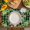 thumbnail image 4 of St. Patrick's Day Placemats Set of 6, Green Truck Lucky Shamrocks Farmhouse Check Placemats for Dining Table, Place Mats for Kitchen Tabletop, Waterproof Wipeable Dining Table Mats Set, 4 of 9