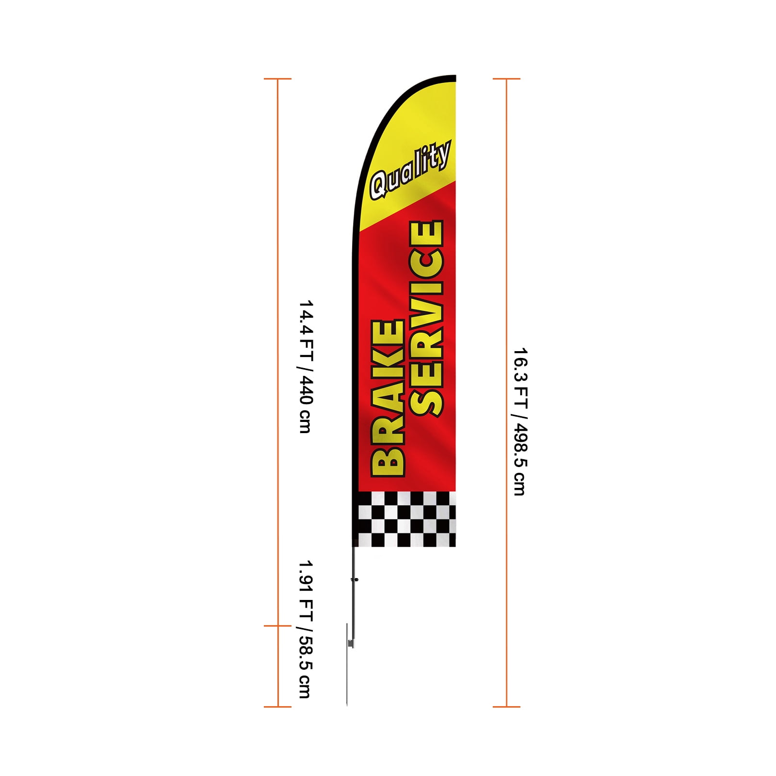 KFFKFF Automotive Service Promotional Feather Banner, Outdoor Business Advertising Flag Set, Comes with 4 Flags, 4 Poles, 4 Ground Spikes, Flutter Flags for Commercial Use 16.3 FT