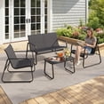 thumbnail image 6 of Lofka 4 PCS Patio Chairs Set, Outdoor Furniture Set with Loveseat and Cool Textile Fabric, Black, 6 of 13