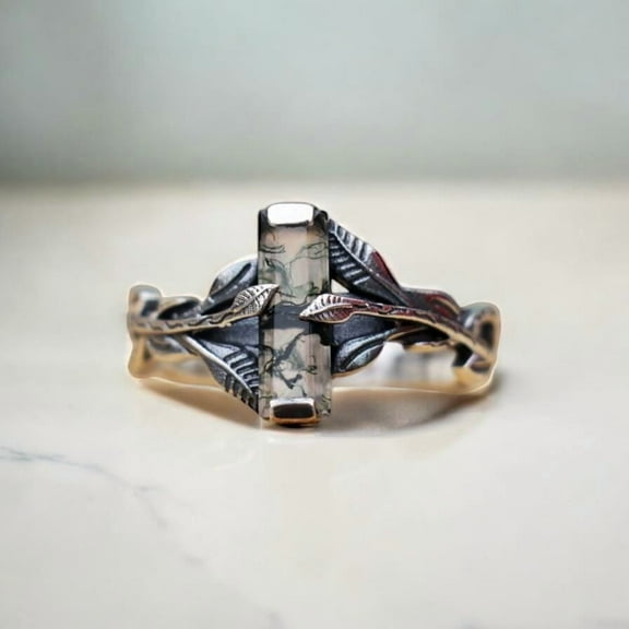 Natural Moss Agate Gemstone Ring, Silver Branches Ring, Leave Ring, Boho Ring, Many Type Of Gemstone Ring, Handmade Ring, Gift For Her,.....