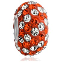 Bling Jewelry Womens Solid Stripe Pave Crystal Bead Charm for European Bracelet Sterling Silver Core