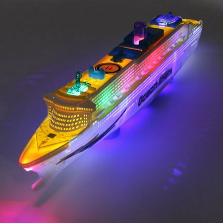 Vintage Cruise Ship - Ocean Liner Cruise Ship Boat Electric Toy Gift Flash LED Light Sound Kid Child Children Tank Flashing Light & Sound US