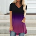 thumbnail image 3 of Bigersell Womens Tunic Tops, Short Sleeve V-Neck T Shirts Casual Loose Blouse for Women Summer Tops Ladies Gradient Print High Low Pullover Shirts C-Purple XXL, 3 of 5