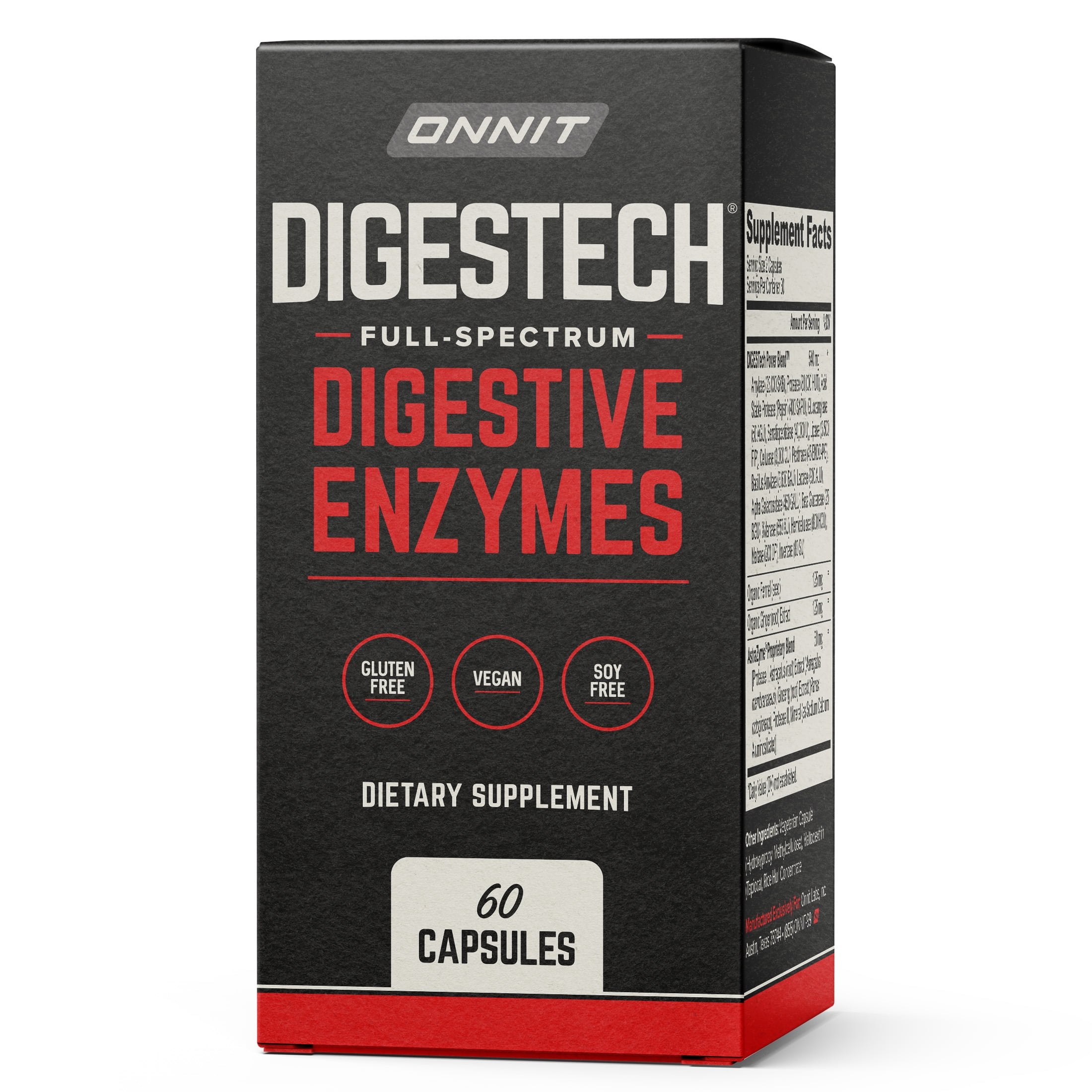 Onnit DIGESTech FullSpectrum Digestive Enzymes Dietary Supplement, 60 Ct