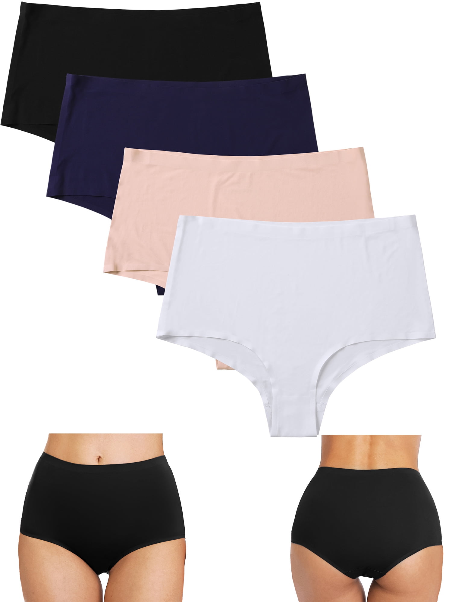 Charmo Womens Seamless Nylon Underwear Panties Briefs Stretch 4 Pack