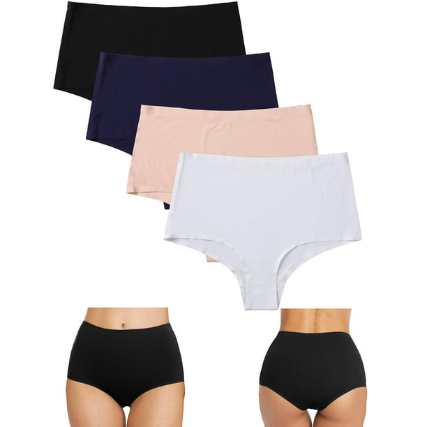 Charmo Womens Seamless Nylon Underwear Panties Briefs Stretch 4 Pack 