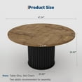 thumbnail image 3 of Huisuilinss Round Dining Table For 4-6 People,47" Farmhouse Dining Table,Circle Kitchen Table With Sturdy Waveform Metal Pedestal Base,Wood Dinner Table For Dining Living Room Kitchen(Table Only), 3 of 9