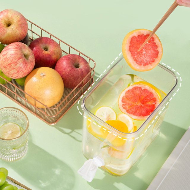 Tera fría con grifo para el hogar contenedor de bebidas de Wdftyju limonada refrigerador de cocina cubo de agua fría antibloqueo