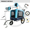 thumbnail image 4 of Jopath 2-in-1 Pet Bike Trailer Dog Cart for Bicycle, Detachable Bike Hitch & Push Handle Included,Quick Release Wheel, Non-Slip Floor, Internal Leash Extra Large for Large and Medium Pets Blue, 4 of 9