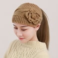 thumbnail image 2 of Yigetop Knit Hats for Women Autumn and Winter Warm Knitted Yarn Headband Hat Flower Headband Headdress Covered Headband Bonnet A One Size, 2 of 4
