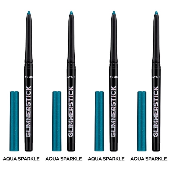 Avon Ultra Colour Glimmerstick Retractable Diamonds Eyeliner, AQUA SPARKLE, Waterproof & Smudge-Proof Shimmer Eye Makeup, SET OF 4, 0.012 oz / 0.35 g Each