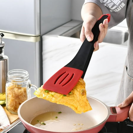 

Multipurpose 2 in 1 Silicone Clamp Spatulas and Tongs Omelette Spatulas Fried Steak Clamp Flipping Fish Gripper Bread Clip Double Sided Spatula (Black) Half Apron With Pockets