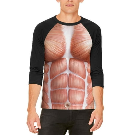 Halloween Muscle Anatomy Costume Mens Raglan T Shirt