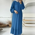 thumbnail image 2 of Ruyang Ladies Plus Size Dress Women's Abaya Puffy Sleeve Vintage Pocket Hem Ruffled Dress, 2 of 4