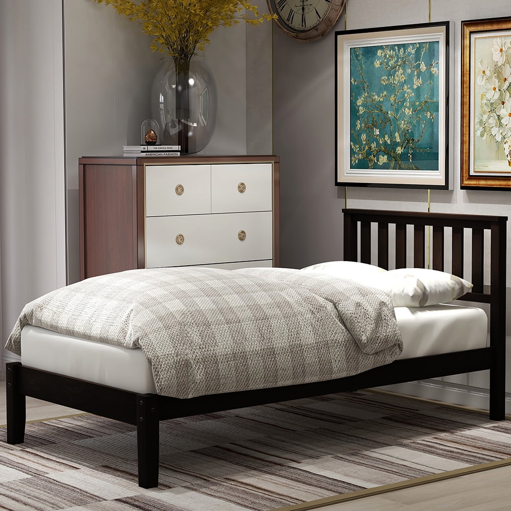 Lowestbest Classic Pine Wood Platform Bed, Twin, Espresso Lowestbest Classic Pine Wood Platform Bed, Twin, Espresso