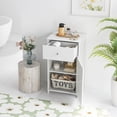thumbnail image 2 of Floor Bathroom Storage Cabinet - Freestanding Cabinet with Drawer, Door, Adjustable Shelf, Anti-tipping Device, Storage Organizer for Sofa Side, Bathroom, Living Room, Bedroom, White, 2 of 5