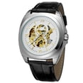 thumbnail image 1 of WINNER Reloj de pulsera mecánico hueco resistente al agua para hombre (esfera blanca), 1 of 2