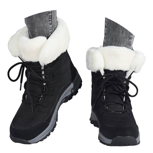 Leozcaa Women's Winter Snow Boots Waterproof Warm Duck Boots Outdoor Non Slip Warm Cozy Mid Calf Boots