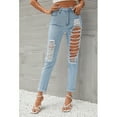 thumbnail image 1 of Women Skinny Jeans High Waist Roll Hem Ripped Jeans, 1 of 7