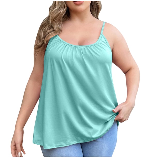 Pijama holgado de algodón para mujer, de color liso, talla grande, con cojín en el pecho, sin soporte de acero, con copa fija integrada.