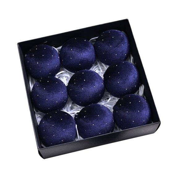 9Pcs Christmas Ball Ornament Set Velvet Dot Painted, 3.15 inch Multi‑Color Shatterproof Hanging Baubles for Christmas Tree Wreath Garland Table Centerpiece Holiday Decor