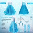 thumbnail image 3 of Disfraz de Princesa para Niñas YANSION Vestido de Princesa con Peluca Corona Cetro Guantes y Accesorios Fiesta de Cumpleaños Cosplay Halloween Carnaval Navidad Talla 120cm, 3 of 7