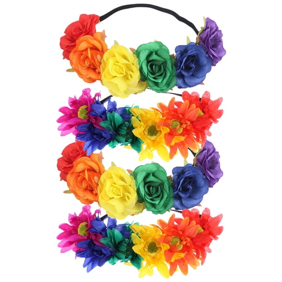 CRILSTYLEO 4-Pack Wedding Flower Headbands for Brides Multi-Color Bridal Hair Accessories with Artificial Floral Decor