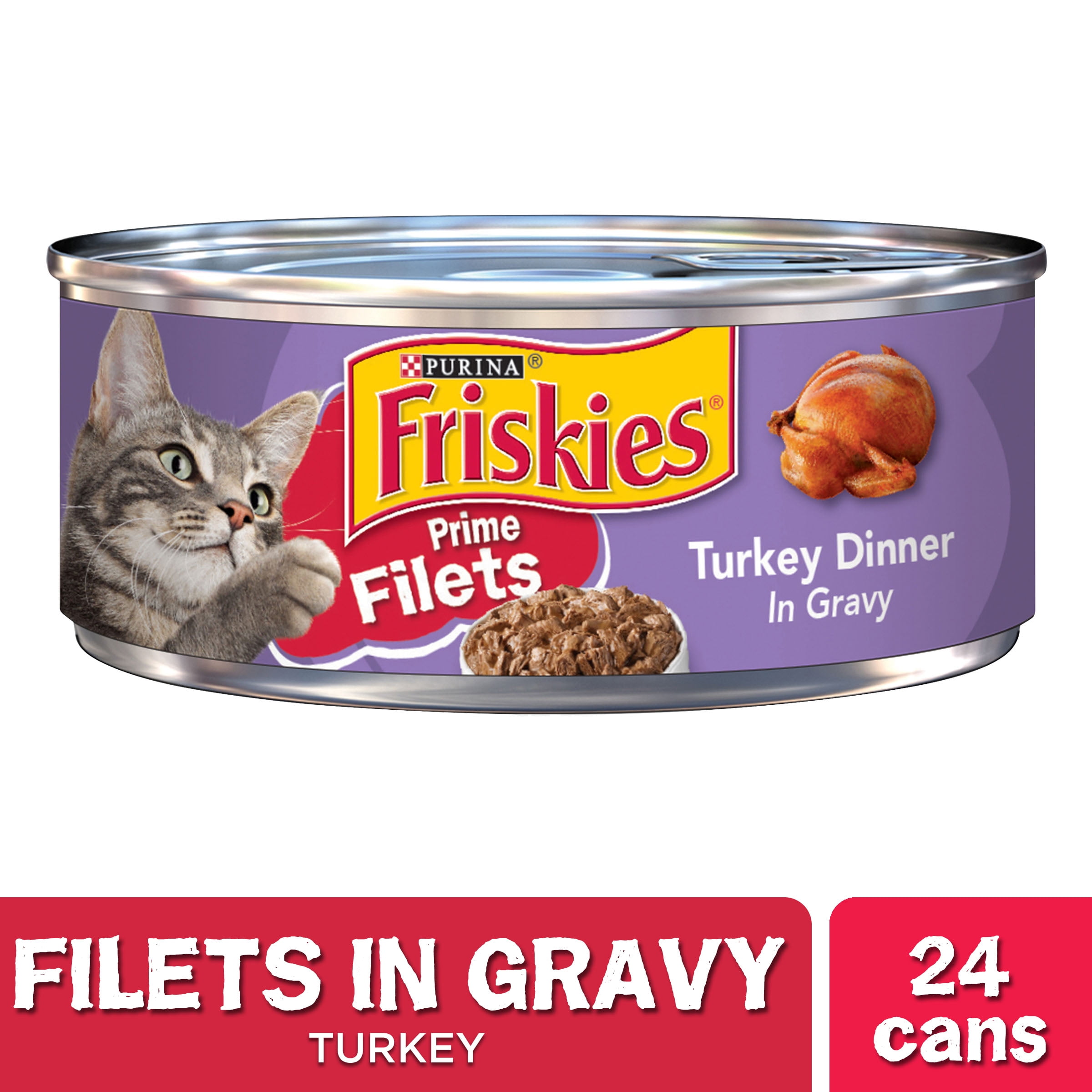 (24 Pack) Friskies Gravy Wet Cat Food, Prime Filets Turkey Dinner, 5.5