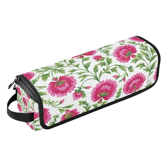 Hair Tool Travel Bag with Heat Resistant Mat for Flat Iron Straighteners Curling Iron Makeup Toiletries & Haircare Accessories Lush Pink Peonies