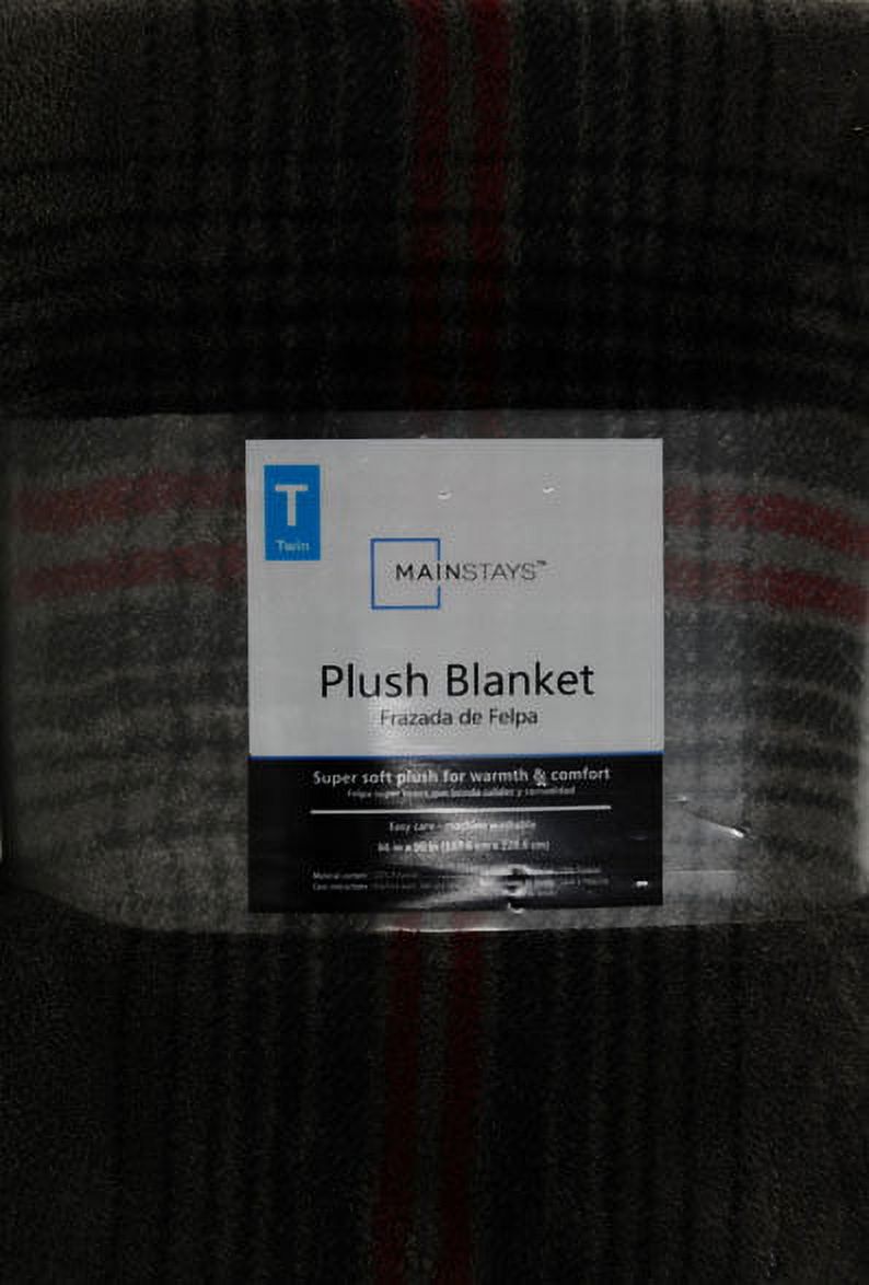 Mainstays Plush Gray Plaid Blanket, 1 Each - image 2 of 3