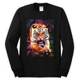 thumbnail image 2 of Wild Bobby, Tiger Growling Colorful Trippy Tie Dye Animal Lover Mens Long Sleeve Shirt, Black, Small, 2 of 3