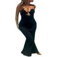 thumbnail image 1 of OUSITAID Robe Longue Ajourée pour Femmes Bodycon Dos Nu Maxi Col en V Bretelles Spaghetti Robe Cocktail, 1 of 6