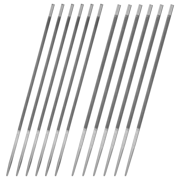 Uxcell Round Chainsaw File [12pcs] - Chainsaw Sharpener Files for Electric Chain Saw Chain- [Silver- 5/32 Inch,3/16 Inch]