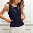 thumbnail image 2 of Girl Ribbed Tank Tops - Girls Crew Neck Summer Tanks - Kids Soft Breathable Solid Color Workout Sleeveless Tees Shirts, Black, 1 Years, 2 of 8