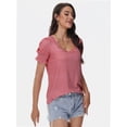thumbnail image 6 of Tops for Women Summer Casual Ruffle Trim Sleeve Square Neck T Shirts, 6 of 6