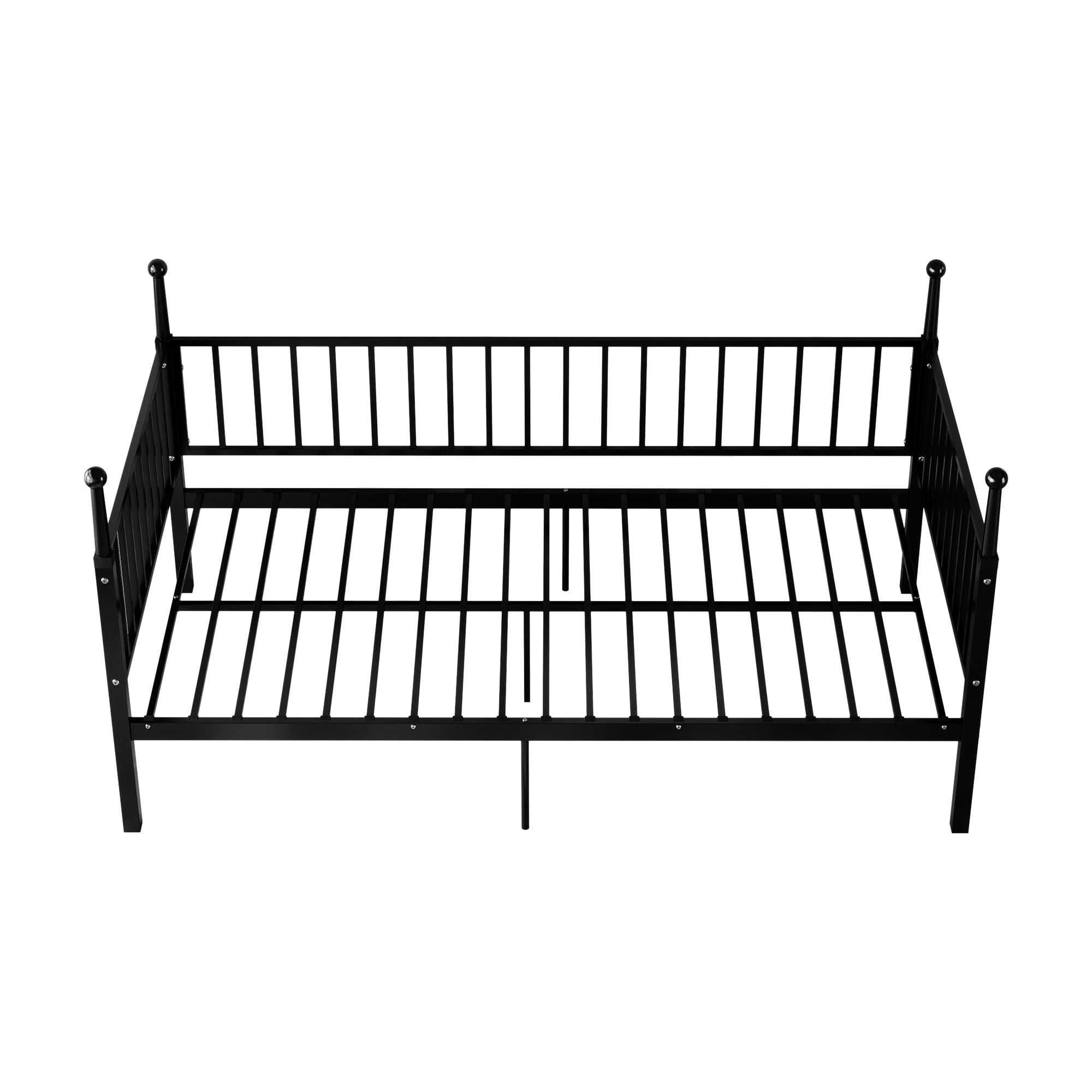 Leumius Twin Size Metal Bed Frame with Bed Posts,Sturdy and Durable,No Spring Mattress Required,Black
