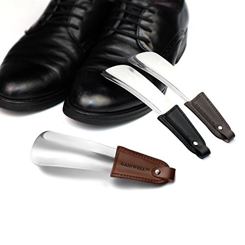 Shoe Horn Travel Shoehorn Classic Gentlemans Accessory GAINWELL Stainless Steel Shoe Horn with Leather Strap 