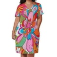 thumbnail image 3 of Psychedelic Floral Vibrant Pattern Loose Pocket Dress Dresses Summer Summer Dresses for Women, 3 of 9